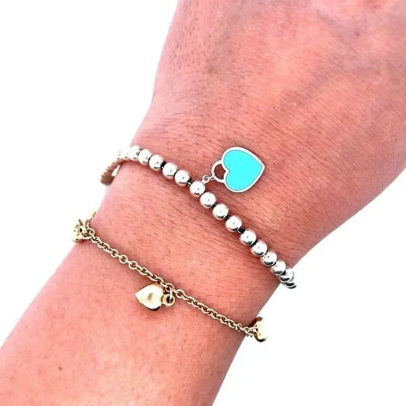 T&Co. 925 Mini Heart Tag Beaded Bracelet - Picture 10 of 11